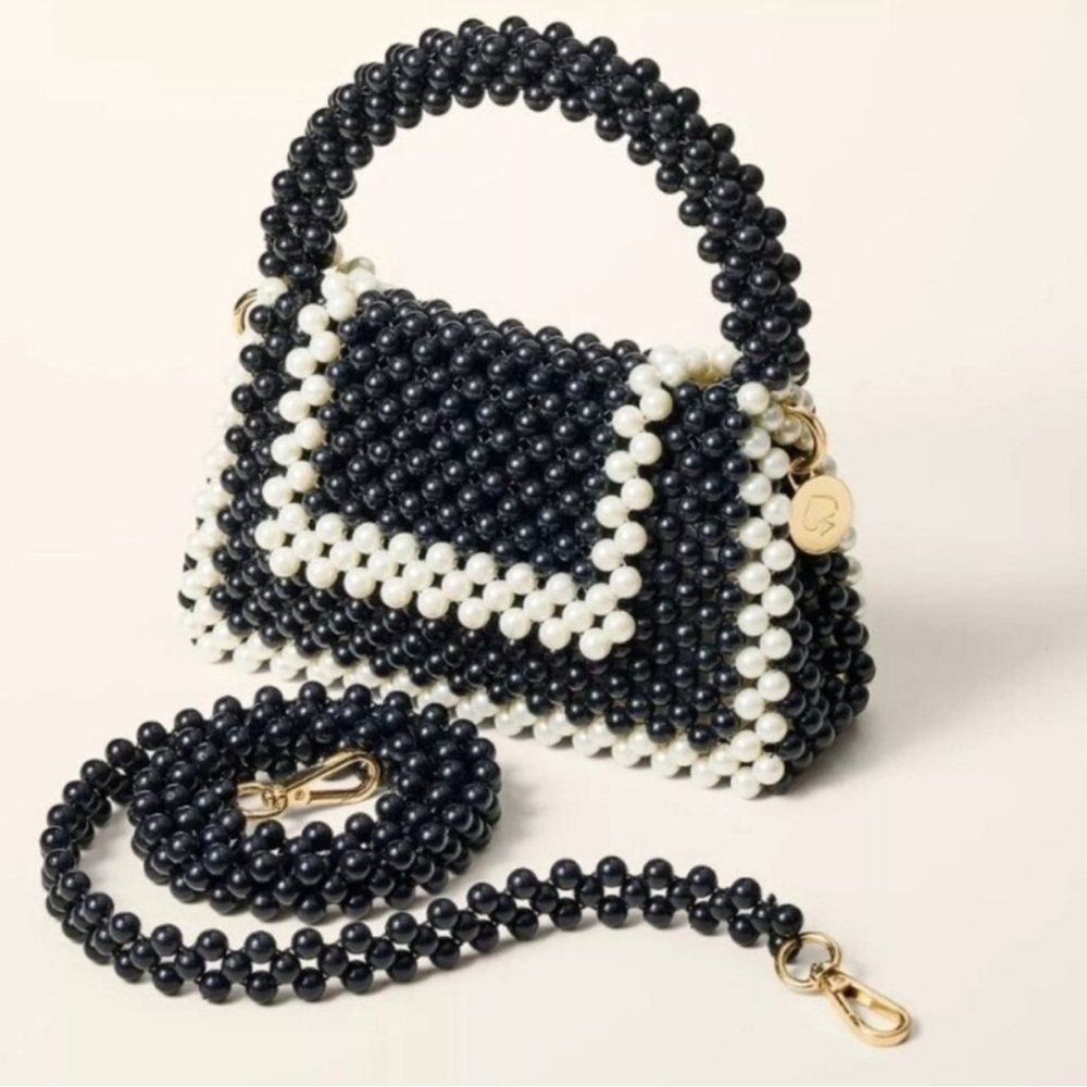 Kate Spade Black and White Beaded Crossbody Bag